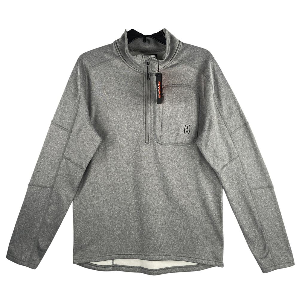 Bass Outdoor Pullover Men's Small Half-Zip Pullover 2-Pocket Gray Heather NEW